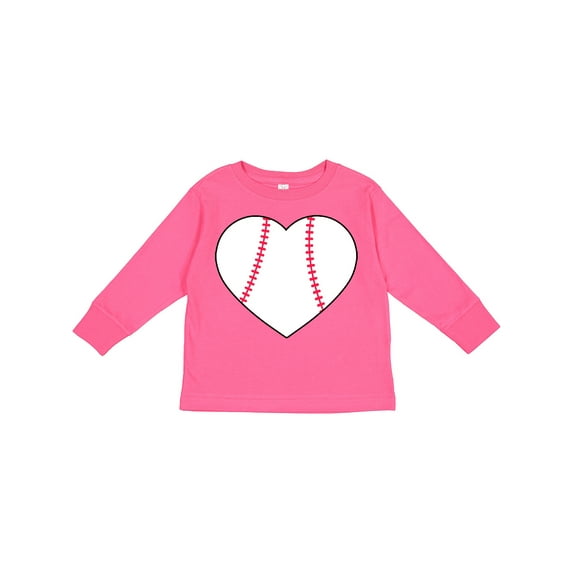 Inktastic Heart Shaped Baseball Boys or Girls Long Sleeve Toddler T-Shirt