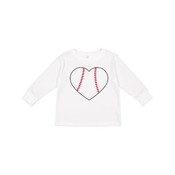 Inktastic Heart Shaped Baseball Boys or Girls Long Sleeve Toddler T-Shirt