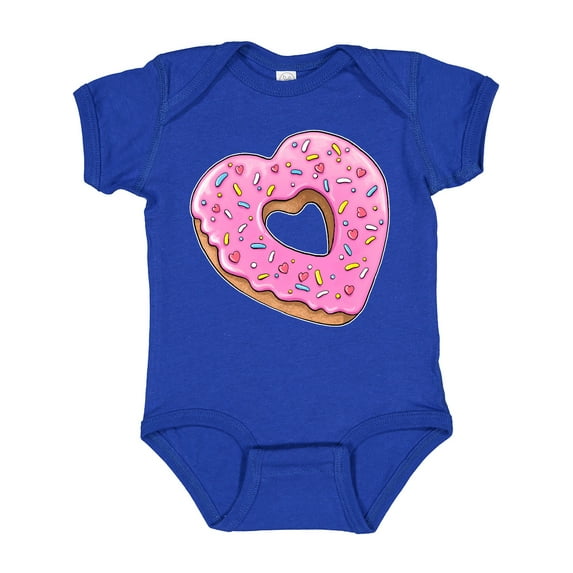 Inktastic Heart Shaped Donut with Pink Icing and Sprinkles Boys or Girls Baby Bodysuit