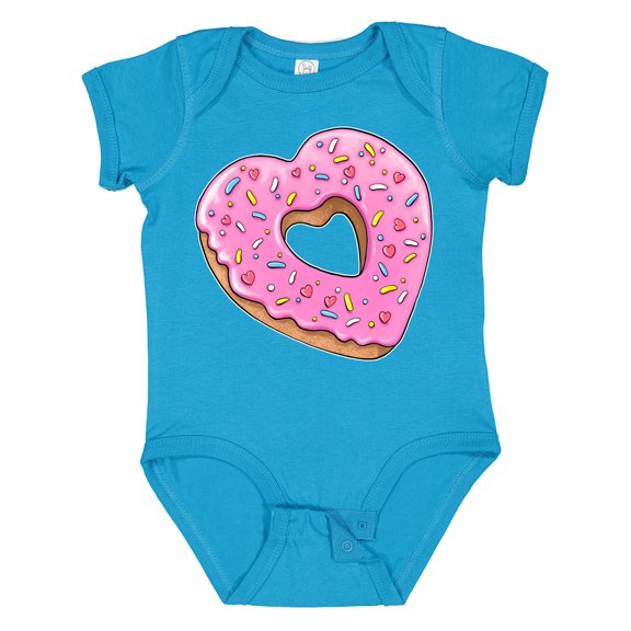 Inktastic Heart Shaped Donut with Pink Icing and Sprinkles Boys or Girls Baby Bodysuit