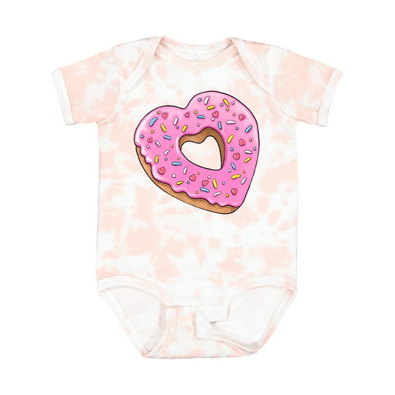 Inktastic Heart Shaped Donut with Pink Icing and Sprinkles Boys or Girls Baby Bodysuit
