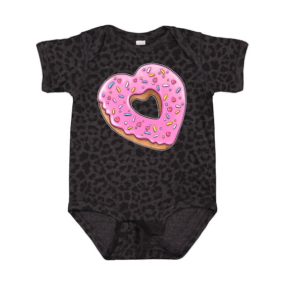 Inktastic Heart Shaped Donut with Pink Icing and Sprinkles Boys or Girls Baby Bodysuit