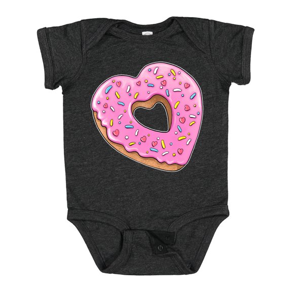 Inktastic Heart Shaped Donut with Pink Icing and Sprinkles Boys or Girls Baby Bodysuit