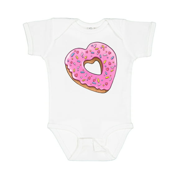Inktastic Heart Shaped Donut with Pink Icing and Sprinkles Boys or Girls Baby Bodysuit