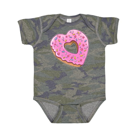Inktastic Heart Shaped Donut with Pink Icing and Sprinkles Boys or Girls Baby Bodysuit