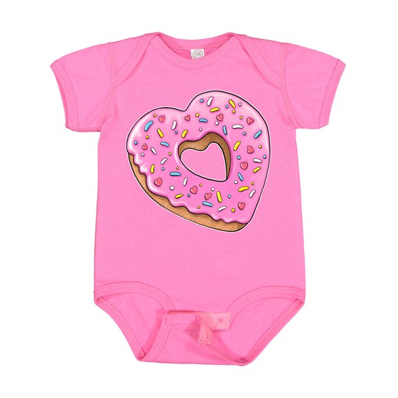 Inktastic Heart Shaped Donut with Pink Icing and Sprinkles Boys or Girls Baby Bodysuit