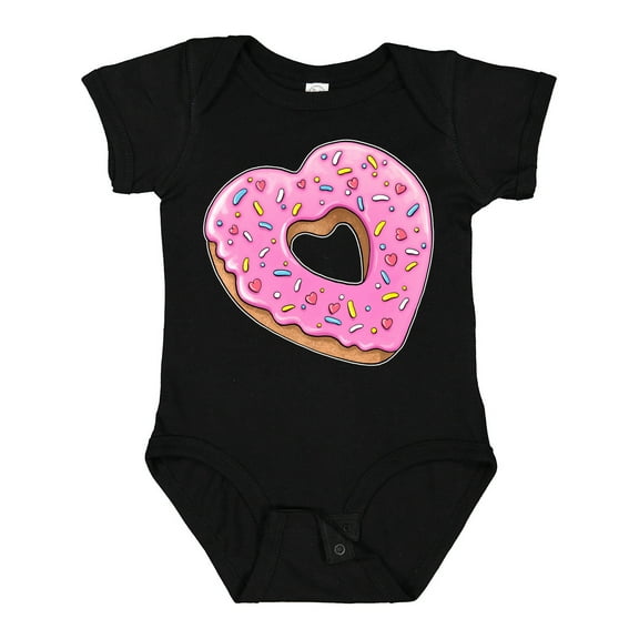 Inktastic Heart Shaped Donut with Pink Icing and Sprinkles Boys or Girls Baby Bodysuit