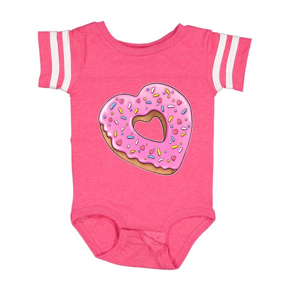 Inktastic Heart Shaped Donut with Pink Icing and Sprinkles Boys or Girls Baby Bodysuit