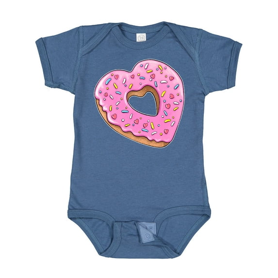 Inktastic Heart Shaped Donut with Pink Icing and Sprinkles Boys or Girls Baby Bodysuit
