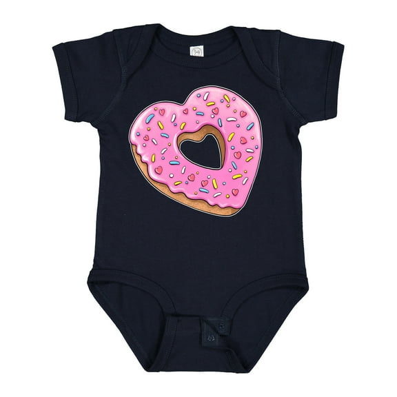 Inktastic Heart Shaped Donut with Pink Icing and Sprinkles Boys or Girls Baby Bodysuit