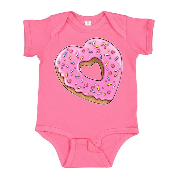 Inktastic Heart Shaped Donut with Pink Icing and Sprinkles Boys or Girls Baby Bodysuit