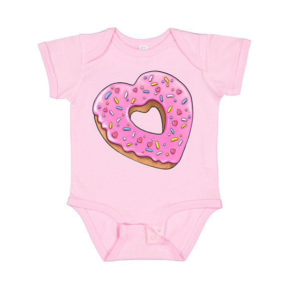 Inktastic Heart Shaped Donut with Pink Icing and Sprinkles Boys or Girls Baby Bodysuit