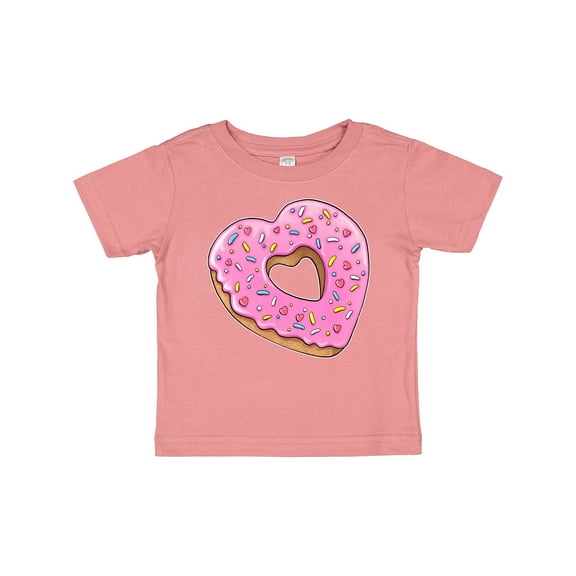 Inktastic Heart Shaped Donut with Pink Icing and Sprinkles Boys or Girls Baby T-Shirt