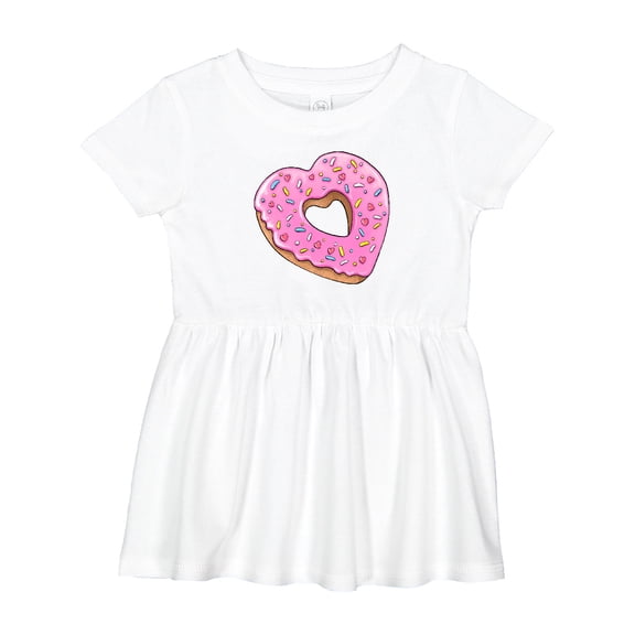 Inktastic Heart Shaped Donut with Pink Icing and Sprinkles Girls Baby Dress