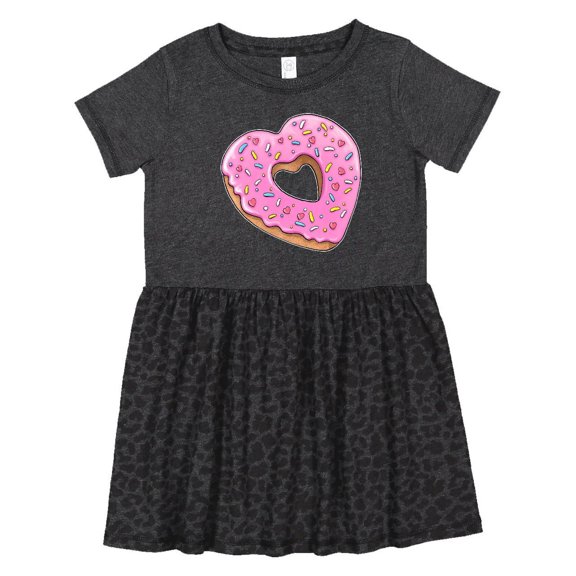 Inktastic Heart Shaped Donut with Pink Icing and Sprinkles Girls Toddler Dress