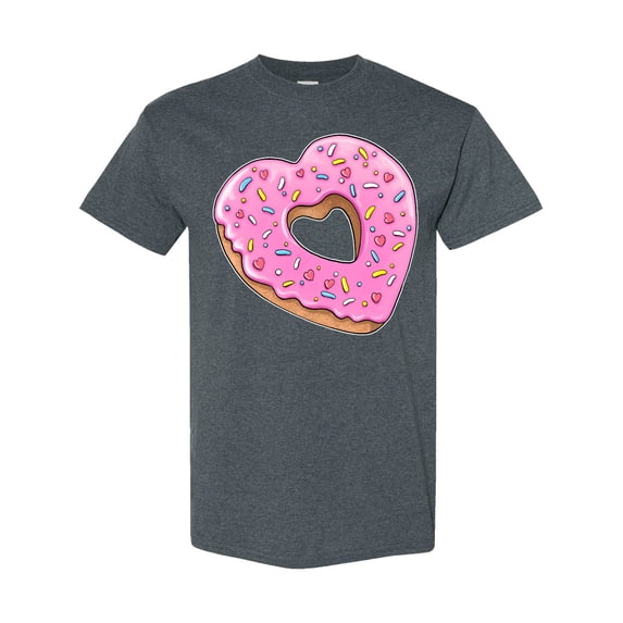 Inktastic Heart Shaped Donut with Pink Icing and Sprinkles T-Shirt