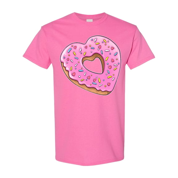 Inktastic Heart Shaped Donut with Pink Icing and Sprinkles T-Shirt