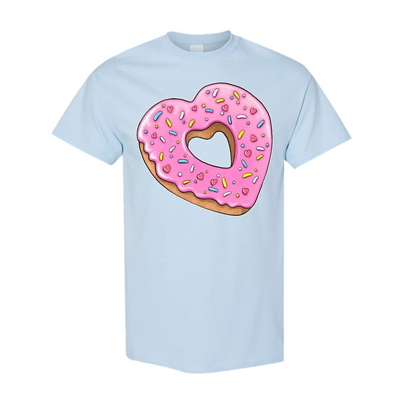 Inktastic Heart Shaped Donut with Pink Icing and Sprinkles T-Shirt