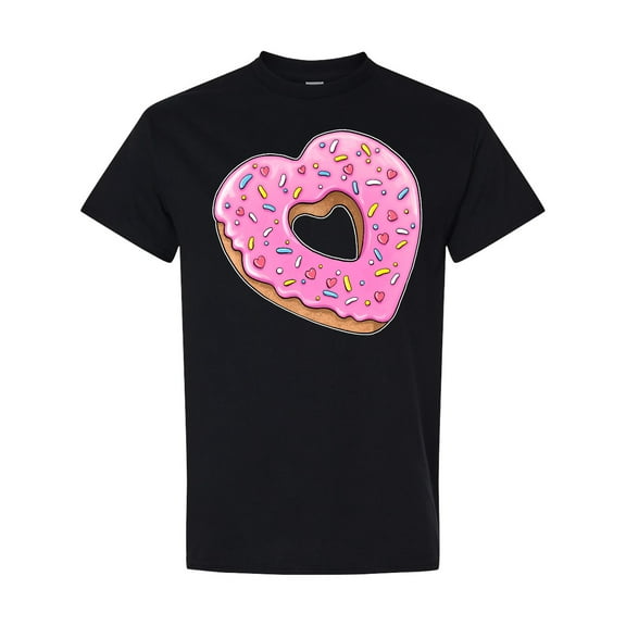 Inktastic Heart Shaped Donut with Pink Icing and Sprinkles T-Shirt