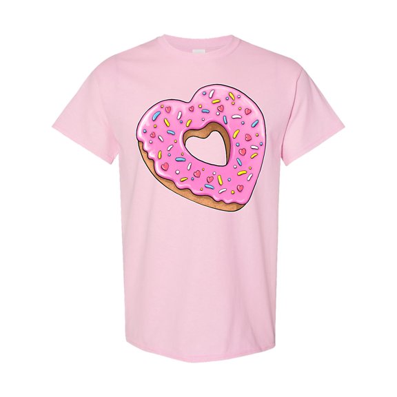 Inktastic Heart Shaped Donut with Pink Icing and Sprinkles T-Shirt