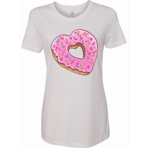 Inktastic Heart Shaped Donut with Pink Icing and Sprinkles Women's T-Shirt