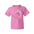 thumbnail image 1 of Inktastic Heart Shaped Donut with Pink Icing and Sprinkles Youth T-Shirt, 1 of 5