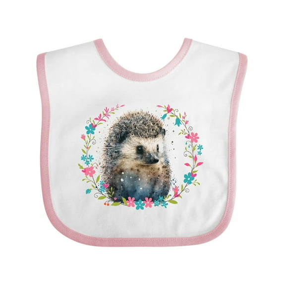 Inktastic Hedgehog Lover Floral Wreath Girls Baby Bib