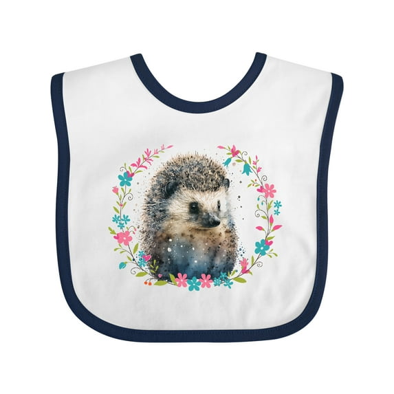 Inktastic Hedgehog Lover Floral Wreath Girls Baby Bib