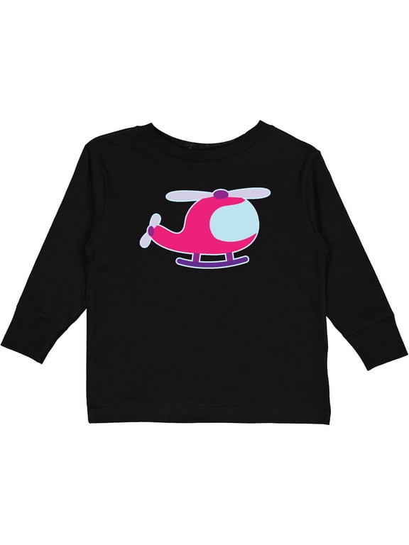 Helicopter Pink Girls Girls Long Sleeve Toddler T-Shirt