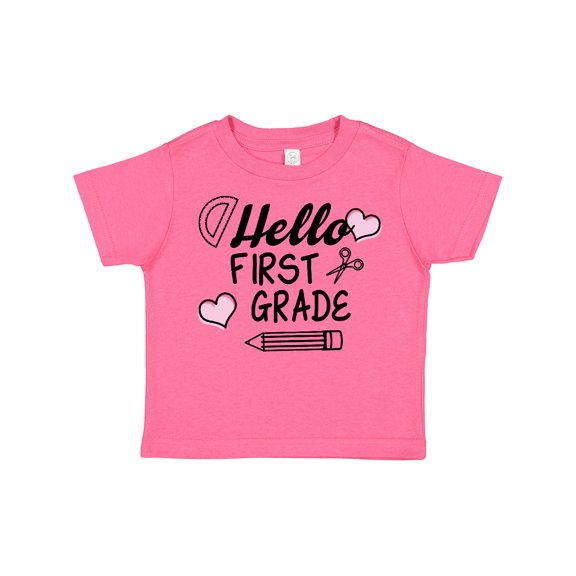 Inktastic Hello 1st Grade with Hearts and School Supplies Boys or Girls Toddler T-Shirt