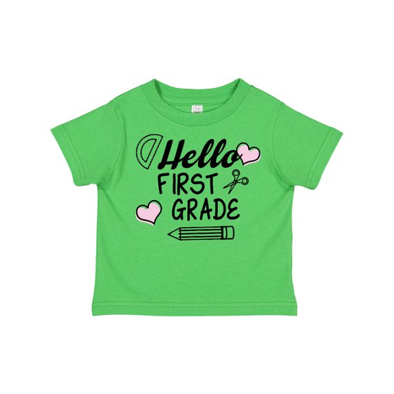 Inktastic Hello 1st Grade with Hearts and School Supplies Boys or Girls Toddler T-Shirt