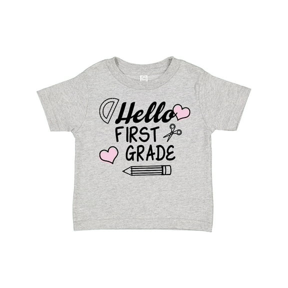 Inktastic Hello 1st Grade with Hearts and School Supplies Boys or Girls Toddler T-Shirt