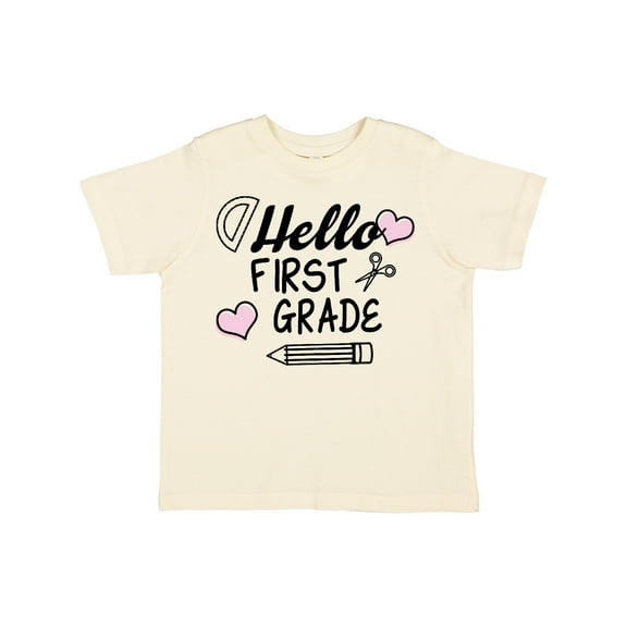 Inktastic Hello 1st Grade with Hearts and School Supplies Boys or Girls Toddler T-Shirt