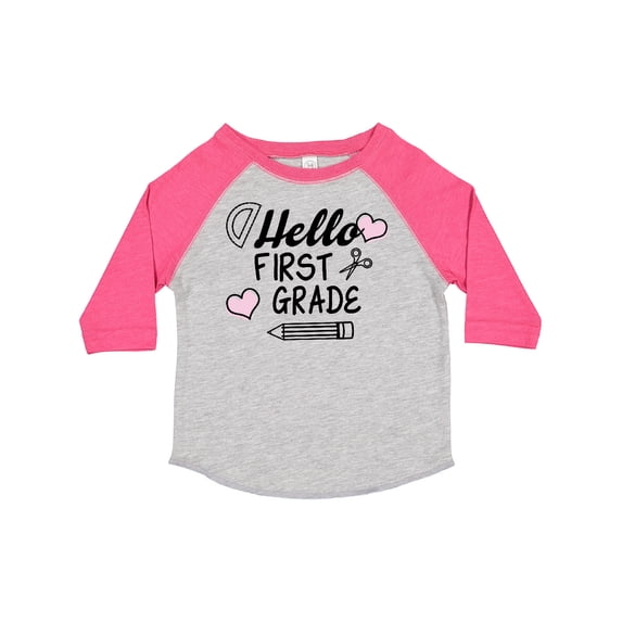 Inktastic Hello 1st Grade with Hearts and School Supplies Boys or Girls Toddler T-Shirt
