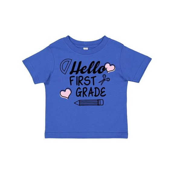 Inktastic Hello 1st Grade with Hearts and School Supplies Boys or Girls Toddler T-Shirt