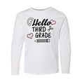 thumbnail image 1 of Inktastic Hello 3rd Grade with Hearts and School Supplies Long Sleeve Youth T-Shirt, 1 of 5