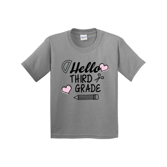 Inktastic Hello 3rd Grade with Hearts and School Supplies Youth T-Shirt