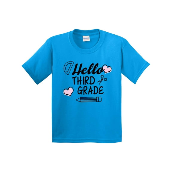 Inktastic Hello 3rd Grade with Hearts and School Supplies Youth T-Shirt