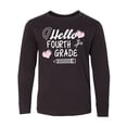 thumbnail image 1 of Inktastic Hello 4th Grade with Hearts and School Supplies Long Sleeve Youth T-Shirt, 1 of 5