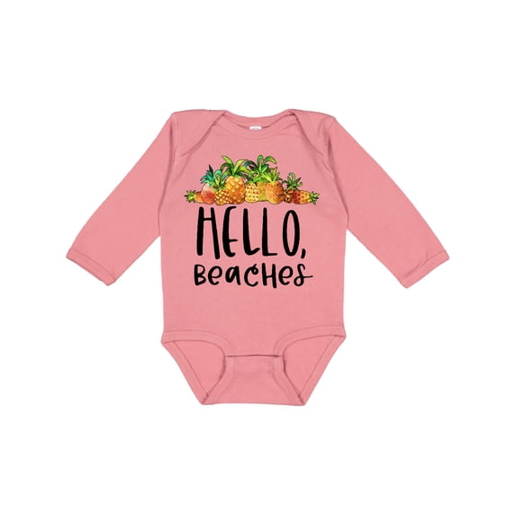 Inktastic Hello, Beaches Group of Pineapples Boys or Girls Long Sleeve Baby Bodysuit