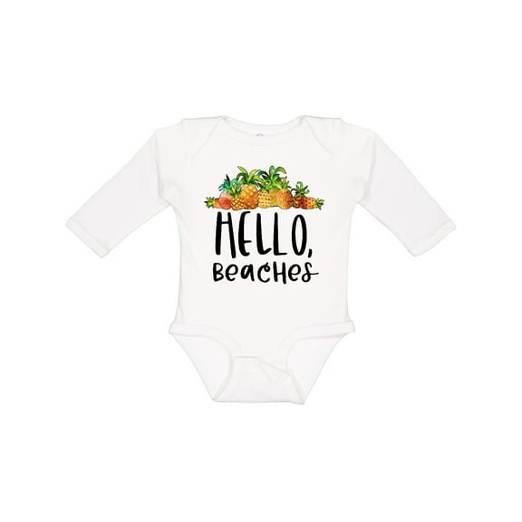 Inktastic Hello, Beaches Group of Pineapples Boys or Girls Long Sleeve Baby Bodysuit