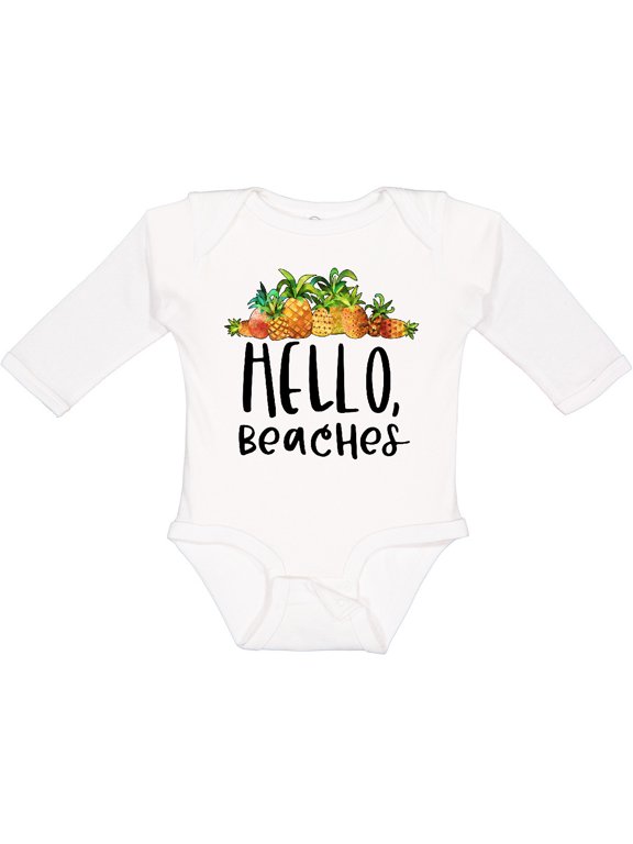 Hello, Beaches Group of Pineapples Boys or Girls Long Sleeve Baby Bodysuit