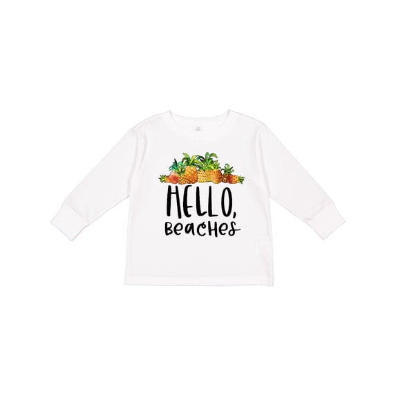 Inktastic Hello, Beaches Group of Pineapples Boys or Girls Long Sleeve Toddler T-Shirt