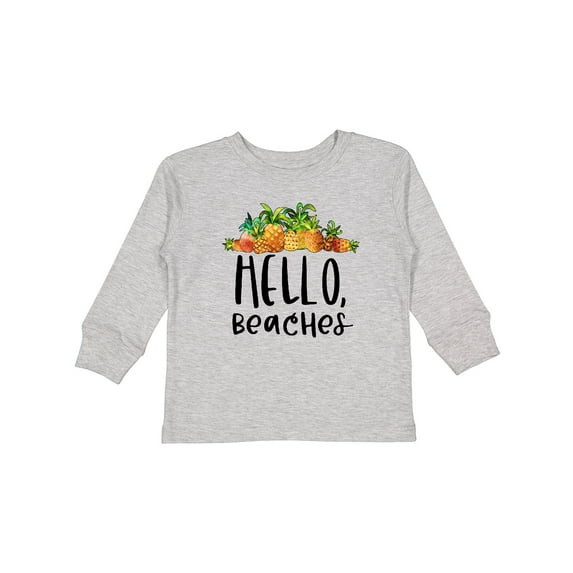 Inktastic Hello, Beaches Group of Pineapples Boys or Girls Long Sleeve Toddler T-Shirt