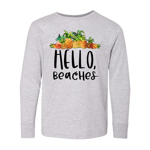 Inktastic Hello, Beaches Group of Pineapples Long Sleeve Youth T-Shirt