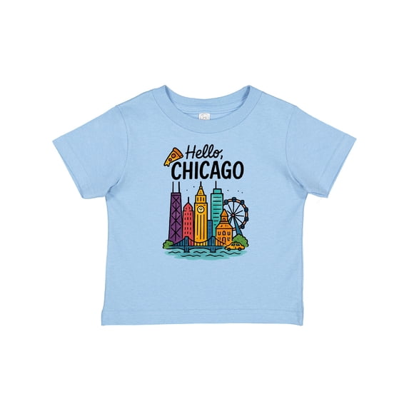 Inktastic Hello Chicago Skyline Pizza Boys or Girls Baby T-Shirt