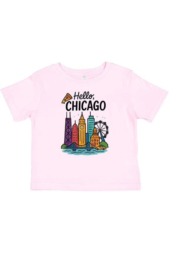 Hello Chicago Skyline Pizza Boys or Girls Baby T-Shirt