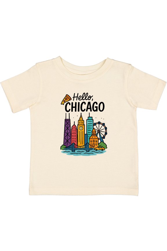 Hello Chicago Skyline Pizza Boys or Girls Baby T-Shirt