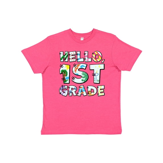 Inktastic Hello, First Grade Kid's Drawings Youth T-Shirt