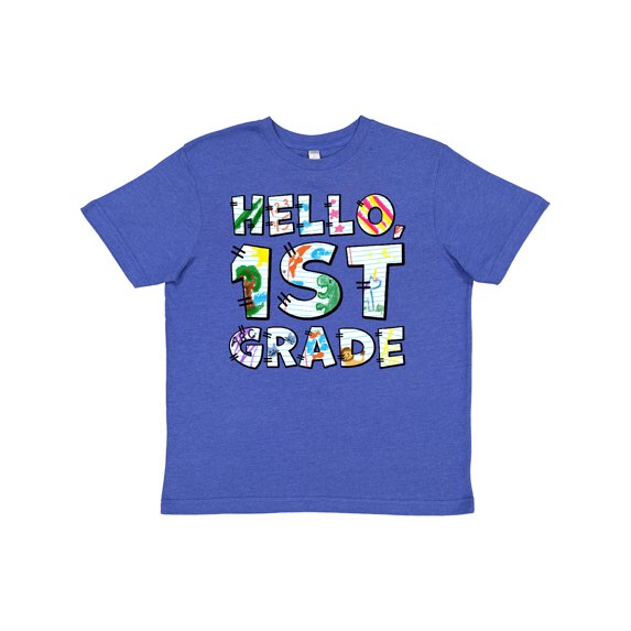 Inktastic Hello, First Grade Kid's Drawings Youth T-Shirt
